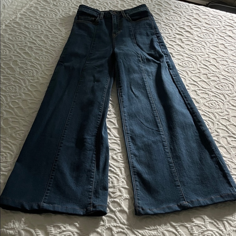O2 Denim Center Seam Wide-Leg Blue Jeans 27